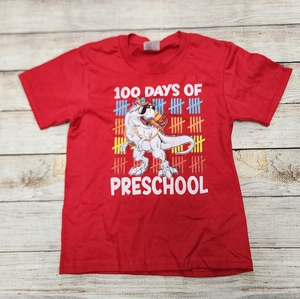 100 Days of Preschool School Red Dinosaur‎ Shirt